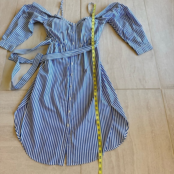 Bardot Paloma Stripe Midi Dress Cold Shoulder Size 6 - Picture 7 of 10